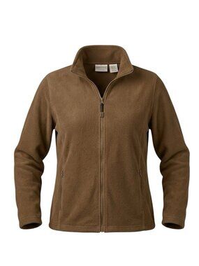 Baxter & Wells Petite M Brown Fleece Jacket Full Zip Mock Neck Soft Cozy Warm
